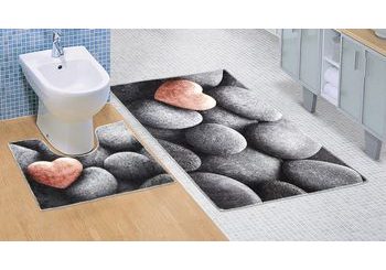 Kúpeľňová sada predložiek 3D - Tmavé kamene