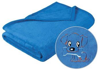 Detská micro deka 75x100 cm modrá s výšivkou