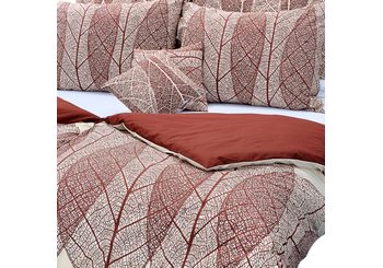 Bavlnené posteľné obliečky Listy hnedo-béžové (LS160)