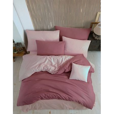 Pamut ágyneműhuzat 220x200, 2x 70x90 cm - Color Fáradt rózsaszín