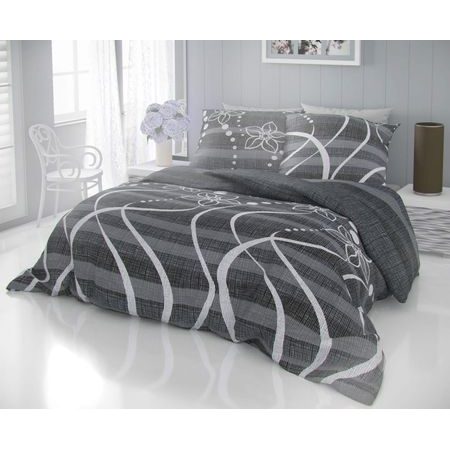 Klasické posteľné bavlnené obliečky DELUX VALERY šedé 140x200, 70x90 cm