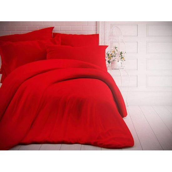 Jednofarebné bavlnené obliečky 140x200, 70x90cm červené