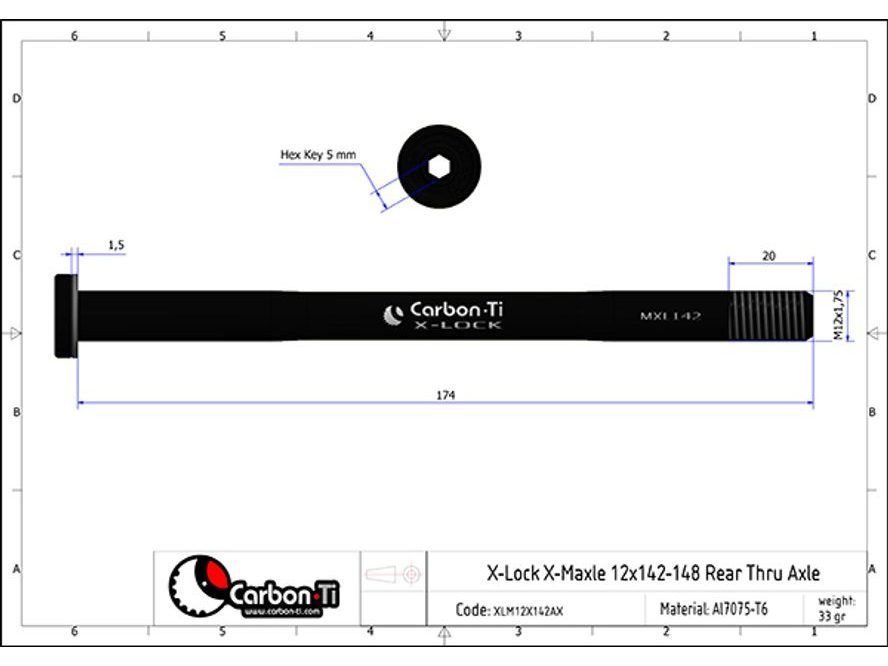 Osa Carbon-Ti X-Lock maxle 12x142-148
