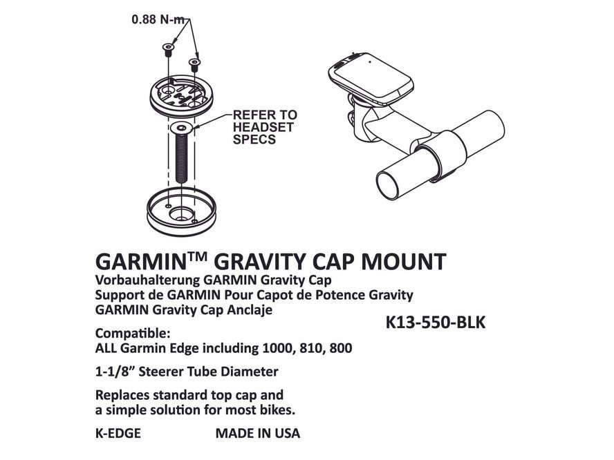 Držák K-Edge Garmin na víčko hlavového složení cap mount