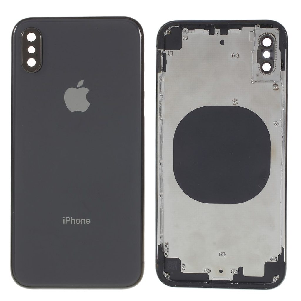 Apple iPhone X zadní kryt baterie černý včetně středového rámečku šedý - iPhone  X - iPhone, Apple, Spare parts - Váš dodavatel dílu pro smartphony