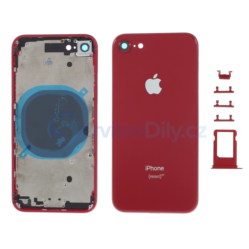 Apple iPhone 8 zadní kryt baterie včetně středového rámečku telefonu  červený RED product - iPhone 8 - iPhone, Apple, Servisní díly - Váš  dodavatel dílu pro smartphony
