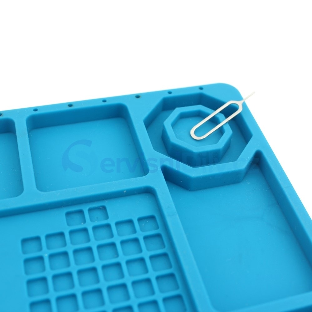 Silikonová podložka na servisní stůl antitepelná modrá s magnetickými boxy  - Servisní vybavení - Příslušenství - Váš dodavatel dílu pro smartphony