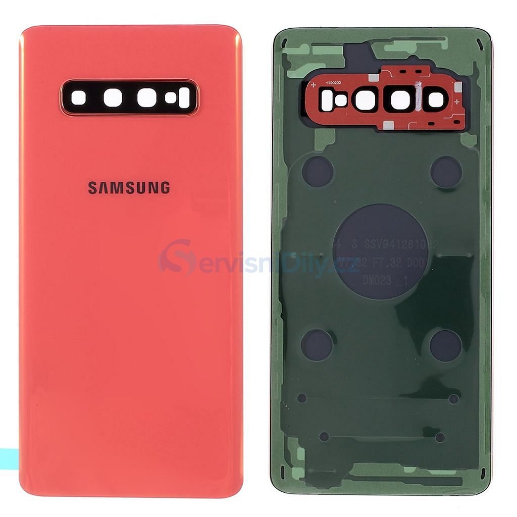 Samsung Galaxy S10 zadní kryt baterie osázený včetně krytky fotoaparátu  červeno růžový G973 - S10 - Galaxy S, Samsung, Spare parts - Spare parts  for everyone