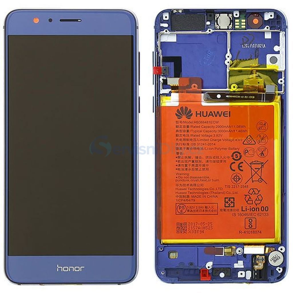 Honor 8 LCD displej modrý dotykové sklo včetně rámečku a baterie (Service  Pack) - Honor 8 - Rada 8, Honor, Servisné diely - Váš dodavatel dílu pro  smartphony