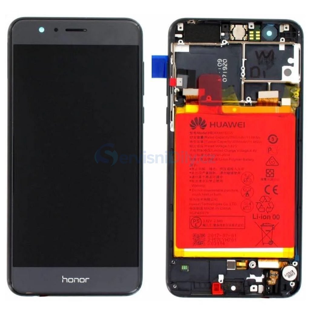 Honor 8 LCD displej dotykové sklo včetně rámečku a baterie (Service Pack)  Black - Honor 8 - Rada 8, Honor, Servisné diely - Váš dodavatel dílu pro  smartphony