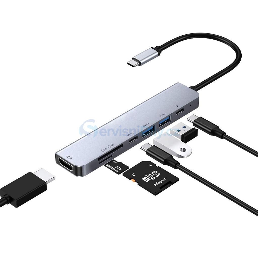 USB-C Hub USB 2.0 7x port rozbočovač HDMI SD redukce - USB Hubs -  Accessories - Váš dodavatel dílu pro smartphony