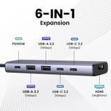 UGREEN USB-C Hub CM511 (35999), 2× USB-A 3.2 • 3× USB-C 3.2 • HDMI 4K60Hz – Grey