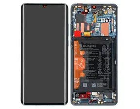 Huawei P30 Pro LCD displej dotykové sklo komplet přední panel včetně rámečku Mystic Blue (Service Pack)