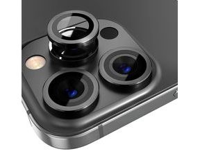 NORTHJO Sada pro iPhone 15 Pro  / 15 Pro Max – Tvrzené Sklo na Objektiv Fotoaparátu s Kovovým Kroužkem – Černé