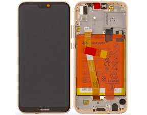 Huawei P20 Lite LCD touch screen digitizer with frame and battery (Service Pack) Gold