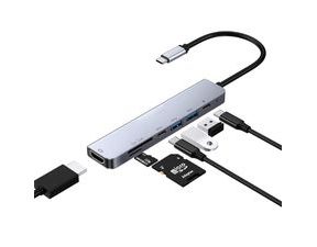 USB-C Hub USB 2.0 7x port rozbočovač HDMI SD redukce