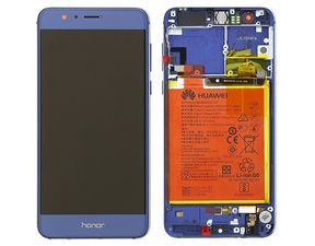 Honor 8 LCD displej modrý dotykové sklo včetně rámečku a baterie (Service Pack)