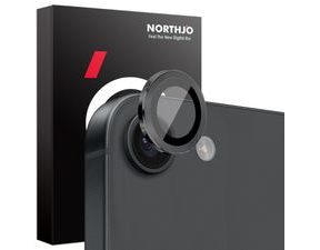 NORTHJO Camera Lens Glass for iPhone 16e – Tempered Glass with Metal Ring – Black