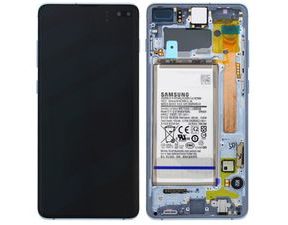 Samsung Galaxy S10+ Plus G975 LCD Amoled displej dotykové sklo včetně rámečku + baterie (Service Pack) modrý