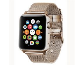 Apple Watch 42mm 44MM řemínek kovový s klasickou páskovou přezkou zlatý