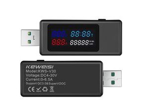KEWEISI KWS-V30 USB tester napätia, prúdu a kapacity s IPS displejom
