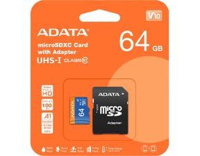 Paměťová karta microSDXC Adata 64GB, Class 10 / UHS-1 U1 + SD adaptér