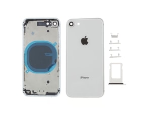 Apple iPhone 8 zadní kryt baterie bílý včetně středového rámečku telefonu stříbrný
