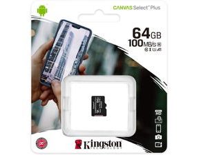 Paměťová karta microSDXC Kingston Canvas Select Plus 64Gb, Class 10 / UHS-1 U1