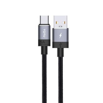TOTU Nabíjecí 5A USB-C kabel datový 2m pletený nylon černý