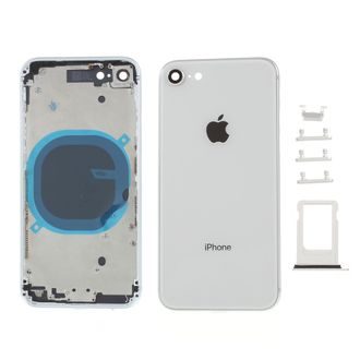 Apple iPhone 8 zadný kryt batérie biely vrátane stredového rámčeku telefónu strieborný