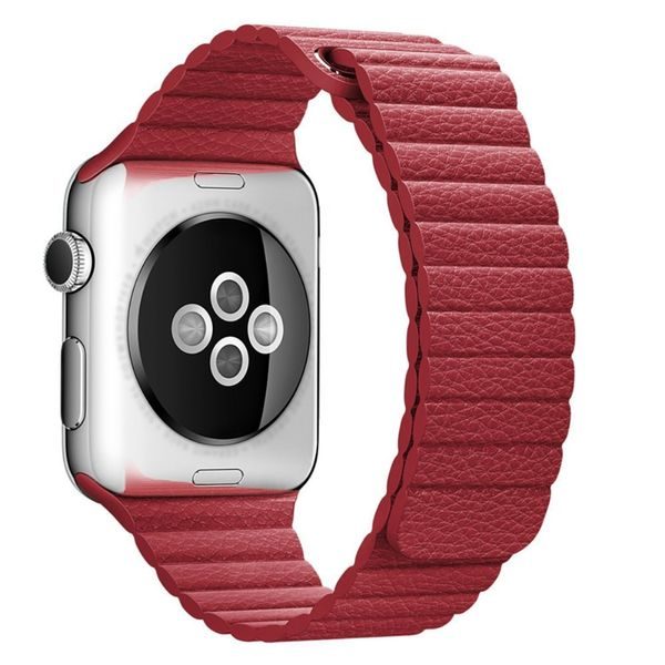 Apple Watch 42mm 44MM řemínek kožený provlékací červený