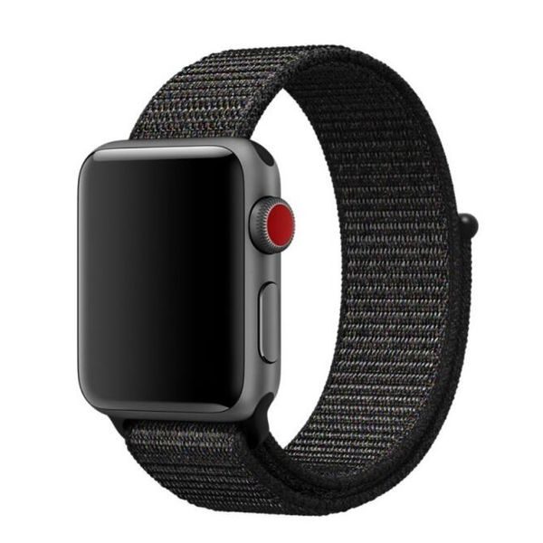 Apple Watch 42mm 44MM tkaný nylonový provlékací sportovní řemínek černý