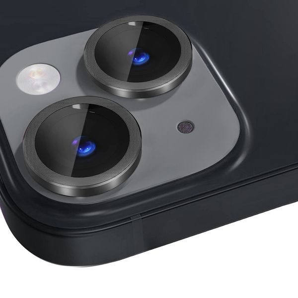 NORTHJO Sada pro iPhone 15 / 15 Plus – Tvrzené Sklo na Objektiv Fotoaparátu s Kovovým Kroužkem – Černé