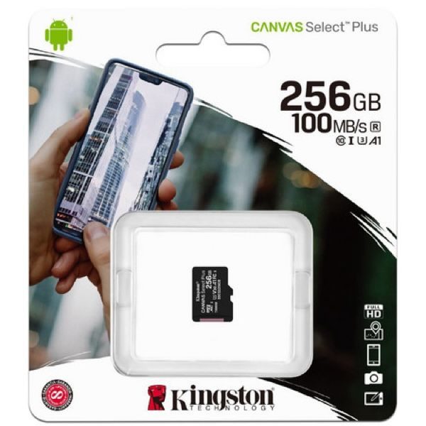Kingston Canvas Select Plus 256GB microSDXC Memory Card, Class 10 / UHS-1 U1