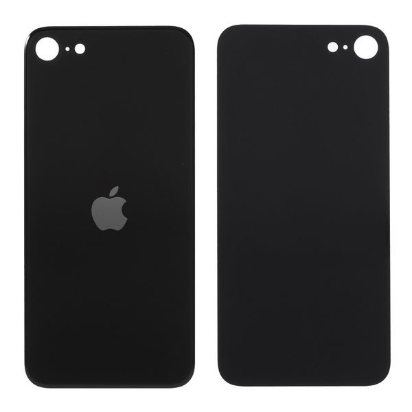 Apple iPhone SE 2. generácie zadný sklenený kryt batérie čierny so zväčšeným otvorom na zadnej fotoaparát