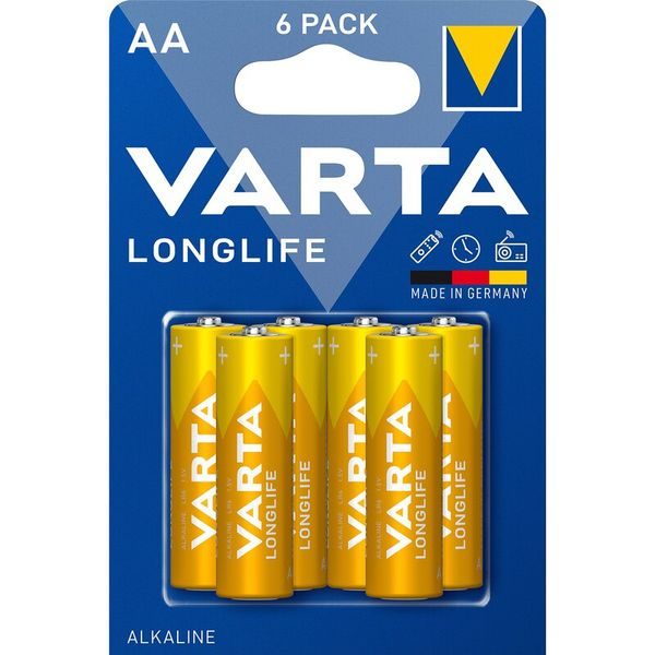 VARTA Longlife Alkaline Batteries, AA (6 pieces)