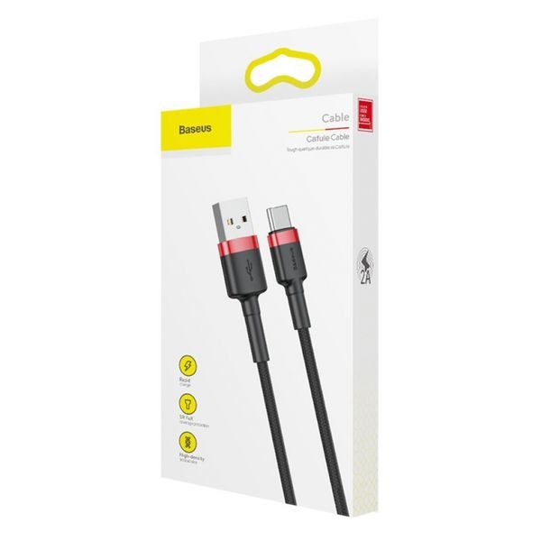 USB-A na USB-C kabel Baseus Cafule 18W 3A (0.5m) červený CATKLF-D91