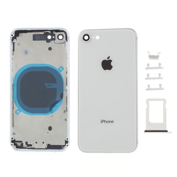 Apple iPhone 8 zadní kryt baterie bílý včetně středového rámečku telefonu stříbrný