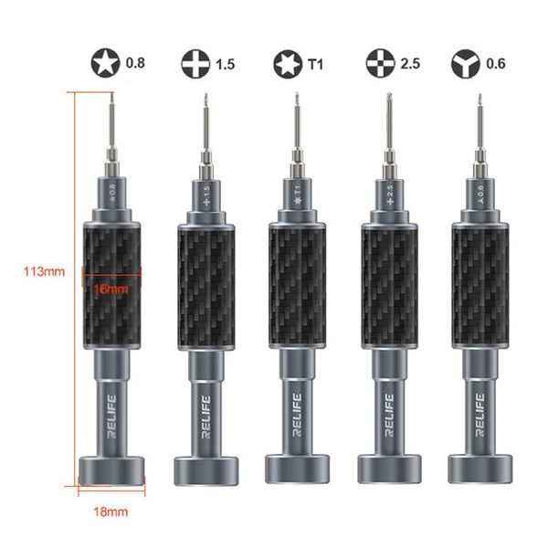 RELIFE RL-729A 5-Piece Magnetic Screwdriver Set CARBON – Repair Tools