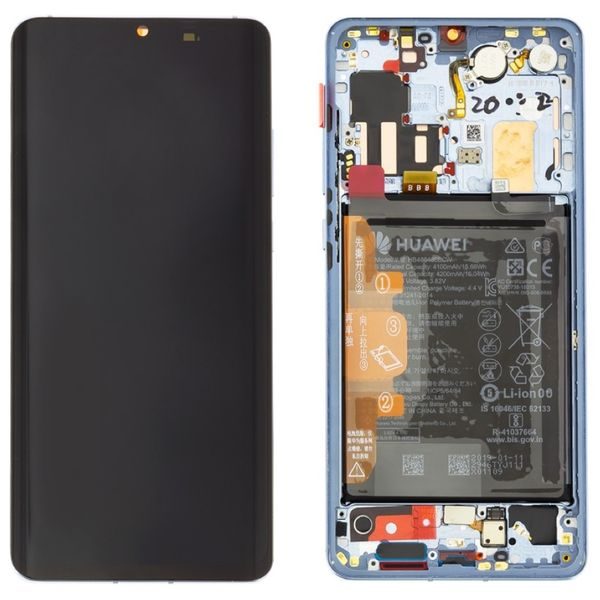 Huawei P30 Pro LCD displej dotykové sklo komplet přední panel včetně rámečku Breathing Crystal (Service Pack)
