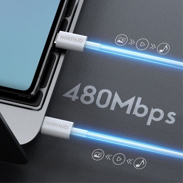 Nabíjecí kabel NORTHJO USB-C na USB-C port 2M bílý