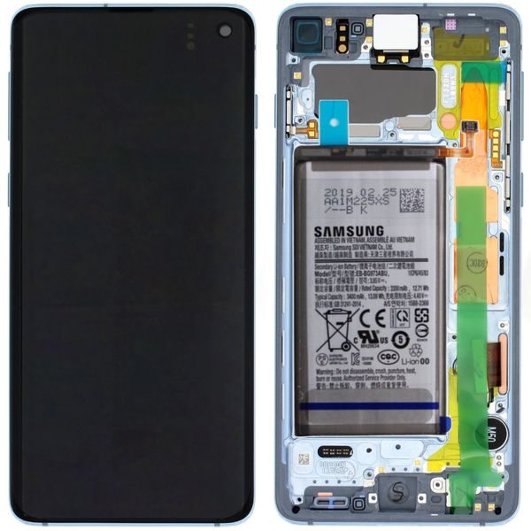 Samsung Galaxy S10 G973 LCD displej Amoled dotykové sklo + baterie (Service Pack) modrý