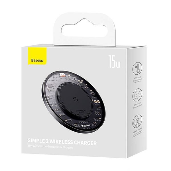 Bezdrátová nabíječka BASEUS Simple 2 15W Qi výkonná s rychlonabíjením černá