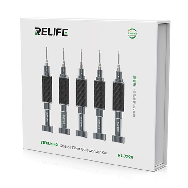 RELIFE RL-729A 5-Piece Magnetic Screwdriver Set CARBON – Repair Tools