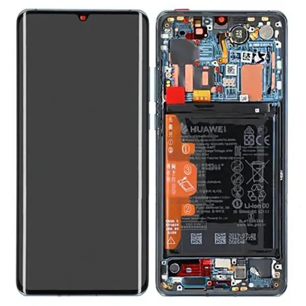 Huawei P30 Pro LCD displej dotykové sklo včetně rámečku Mystic Blue (Service Pack)