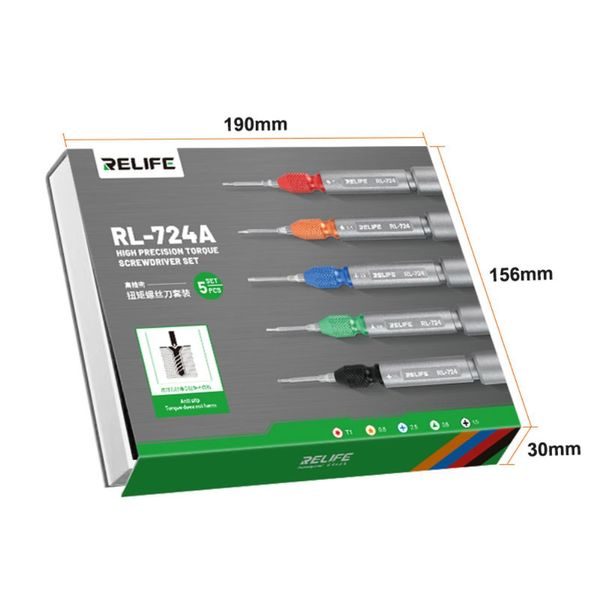 RELIFE RL-724A Precision 5-Piece Torque Screwdriver Set for Mobile Phones and Tablets