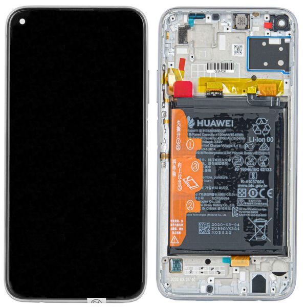 Huawei P40 Lite LCD displej dotykové sklo včetně rámečku (Service Pack) Breathing Crystal