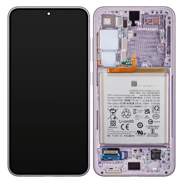 Samsung Galaxy S23 5G S911 LCD displej dotykové sklo včetně baterie (SWAP) Lavender