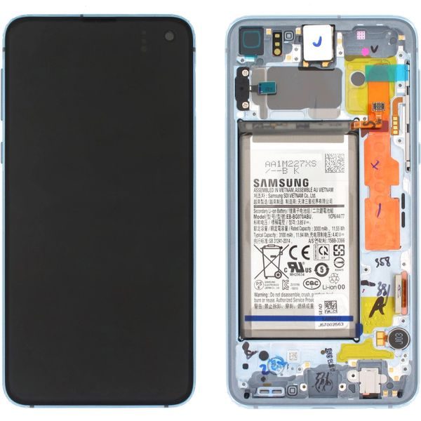 Samsung Galaxy S10e G970 LCD displej dotykové sklo originální (Service Pack) Prism Blue + baterie