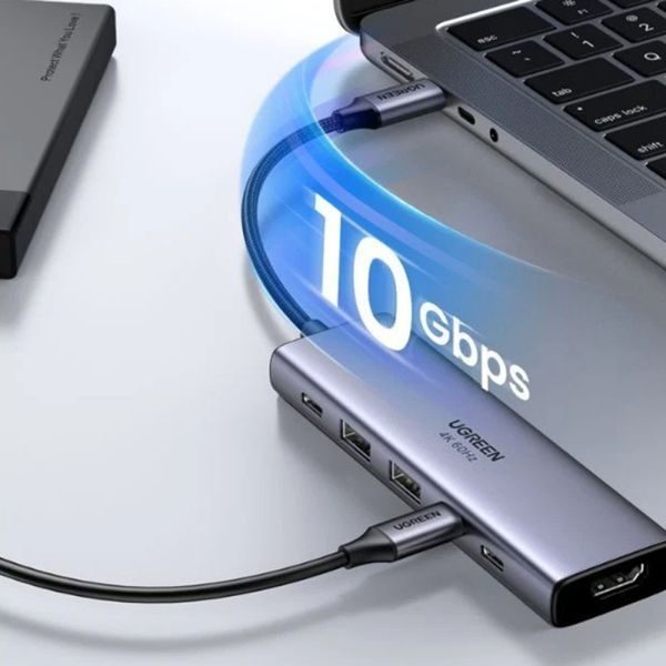 UGREEN USB-C Hub CM511 (35999), 2× USB-A 3.2 • 3× USB-C 3.2 • HDMI 4K60Hz – Grey